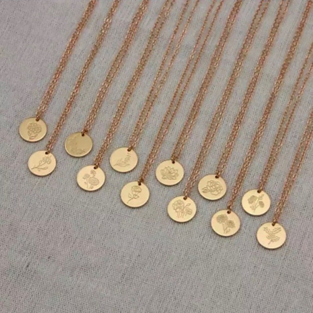 NEW August Poppy Birth Flower Gold Coin Necklace - Picture 11 of 16